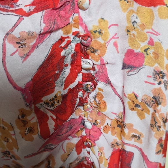 Parker Vivi White and Pink Flutter Sleeve Midi Dress. Size 2 - Picture 4 of 5